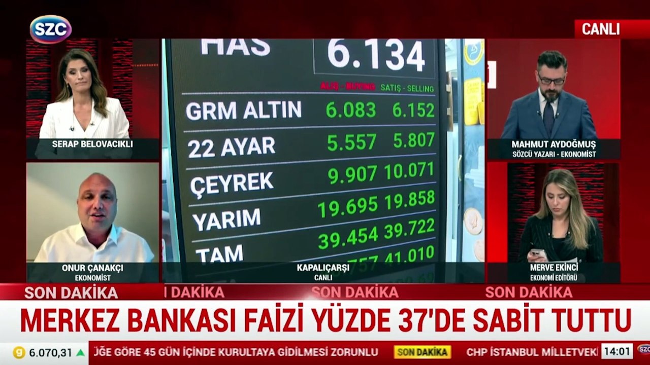 Merkez Bankası faizi yüzde 37'de sabit tuttu