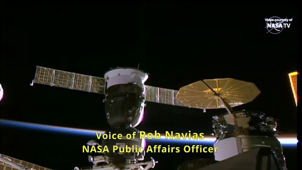 La Soyuz MS-22, la nave rusa que sufrió una grave fuga de refrigerante en órbita.