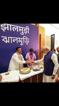 Wah Ji Wah! PM Modi enjoys Jhalmuri at Bharat Mandapam, Delhi.