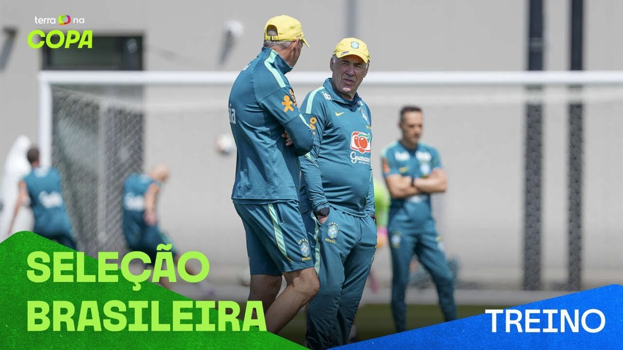 Carlo Ancelotti realiza treino em campo com jogadores; acompanhe os lances