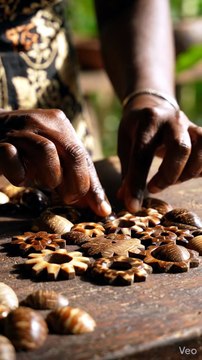 Coconut Shell Pieces Arranged Into a Beautiful Pattern 🥥✨ Satisfying Art