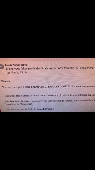 Family Piknik Festival, je suis sélectionné pour la finale du tremplin.Je vais tout donner pour pouvoir jouer au festival @familypiknikofc le 1 et 2 Août à Montpellier