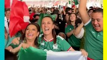 La presidenta Claudia Sheinbaum y la jefa de Gobierno celebran el triunfo de México