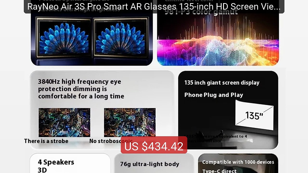 RayNeo Air 3S Pro Smart AR Glasses 135-inch HD Screen Viewing 3840H... -- Top Rated 2026 | Buy Now!