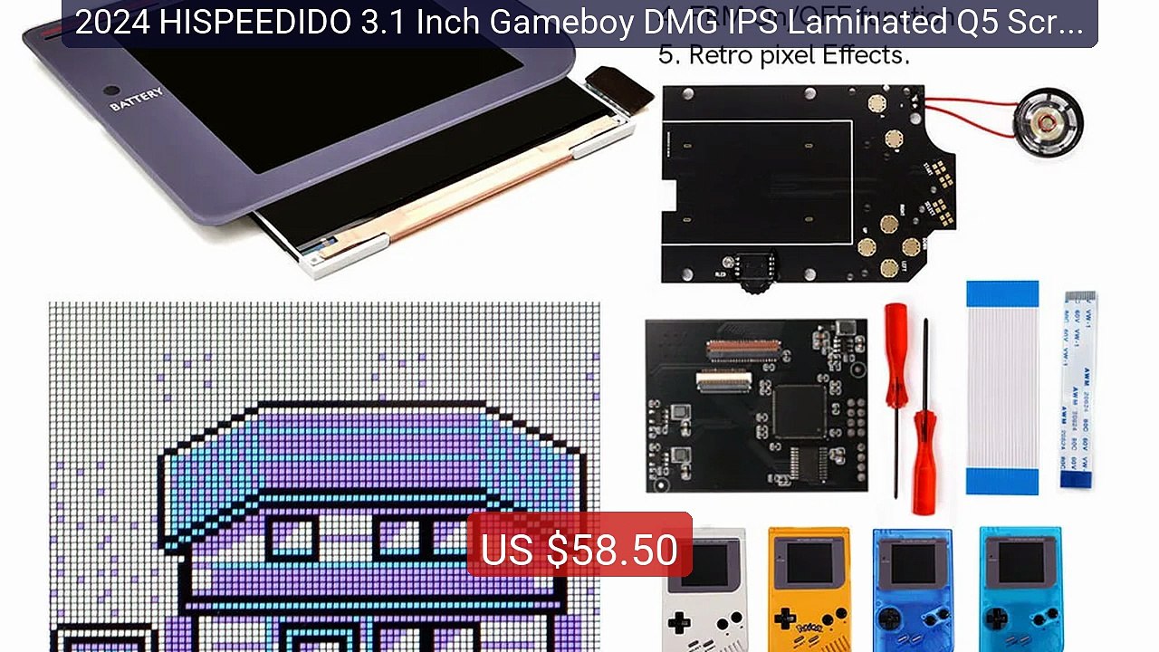 2024 HISPEEDIDO 3.1 Inch Gameboy DMG IPS Laminated Q5 Screen B... -- Hot Deal 2026 | Limited Offer!