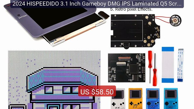 2024 HISPEEDIDO 3.1 Inch Gameboy DMG IPS Laminated Q5 Screen B... Hot Deal 2026 | Limited Offer!