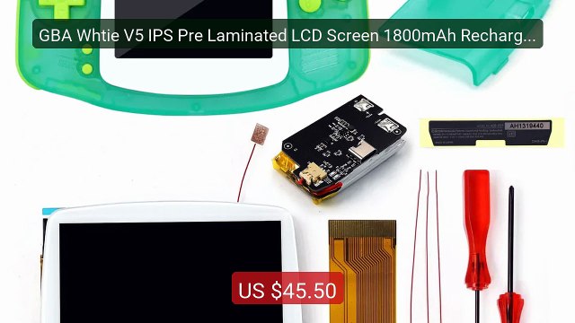 GBA Whtie V5 IPS Pre Laminated LCD Screen 1800mAh Rechargeable Lith... Top Rated 2026 | Buy Now!