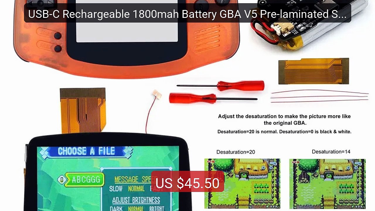 USB-C Rechargeable 1800mah Battery GBA V5 Pre-laminated Screen... -- Hot Deal 2026 | Limited Offer!