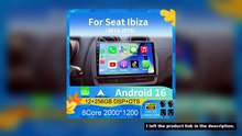 For Seat Ibiza 2012-2015 Android 16 QLED Touch Screen Auto 12G+256G Radio Car Multimedia Video Playe