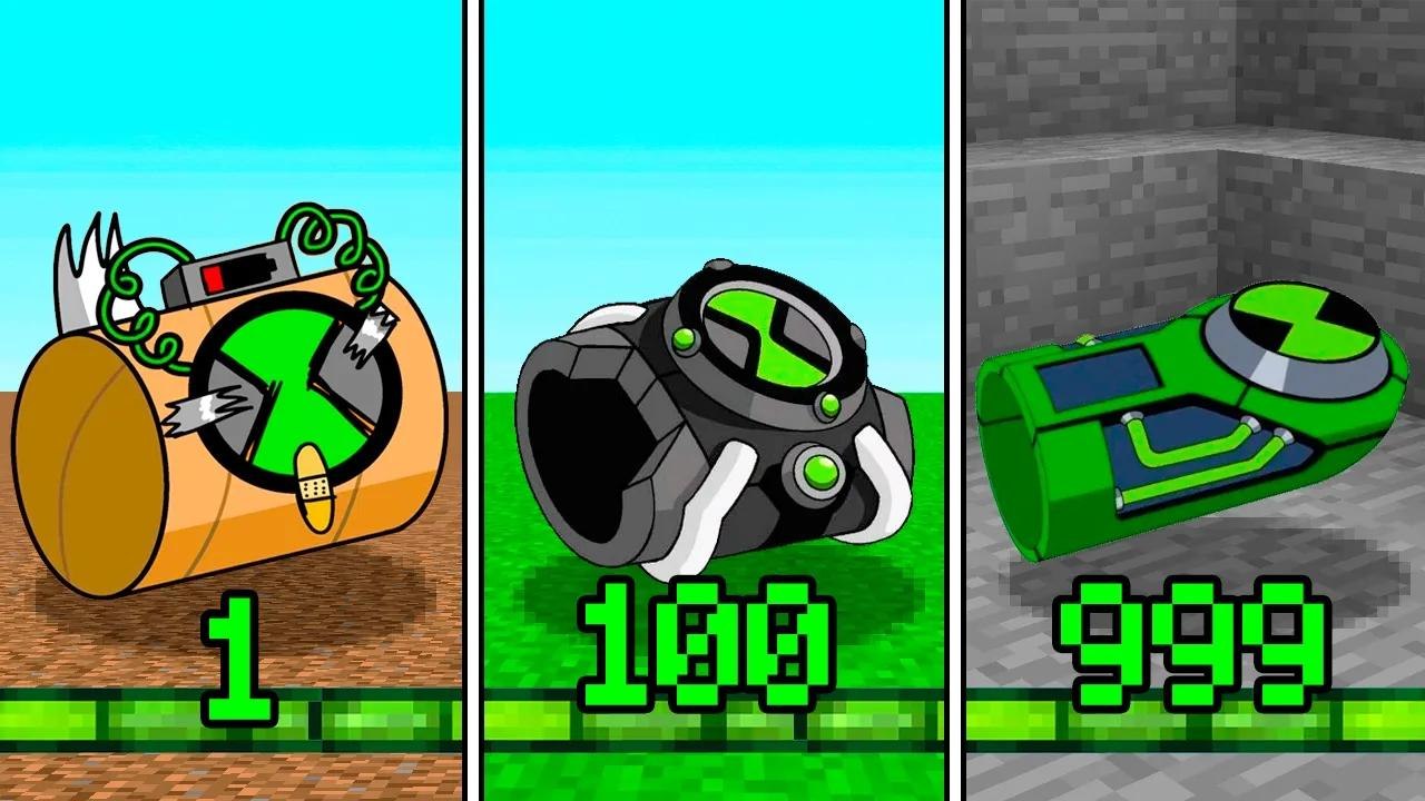 Mi Omnitrix evoluciona con cada nivel de experiencia en Minecraft