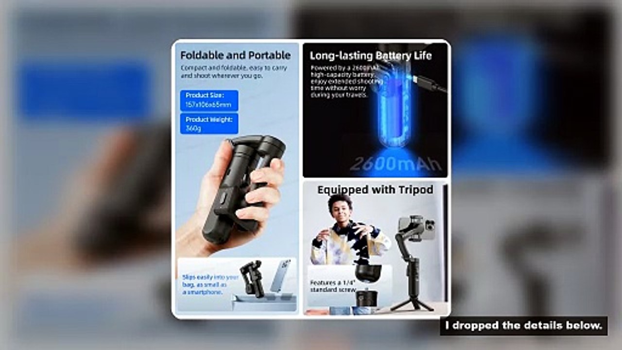 TOKQI-M02 3-Axis Handheld Gimbal Stabilizer for Smartphone,  Foldable Phone Holder Anti-Shake PTZ fo