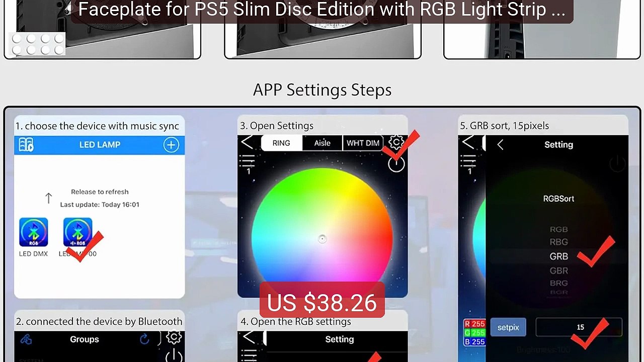 Faceplate for PS5 Slim Disc Edition with RGB Light Strip with ... -- Best Buy 2026 | Great Quality!