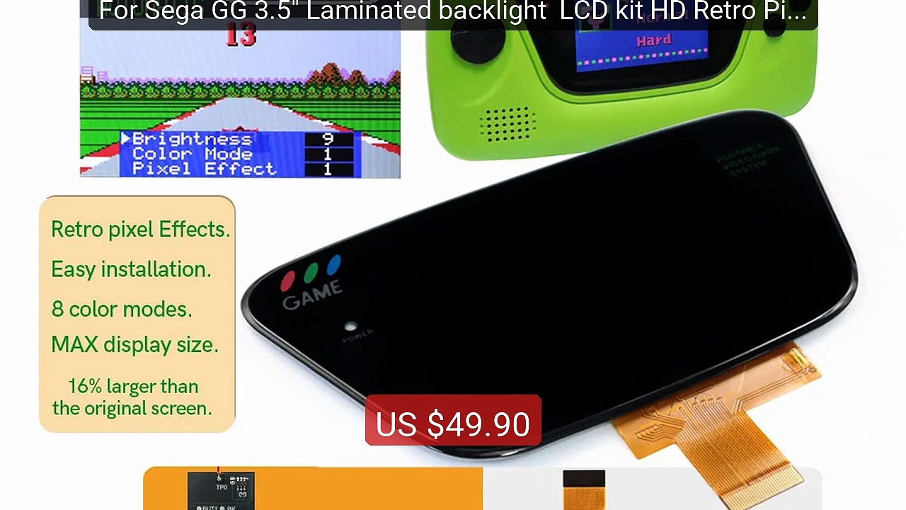 For Sega GG 3.5" Laminated backlight  LCD kit HD Retro Pixel IPS LC... -- Top Rated 2026 | Buy Now!