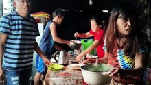 Eating Lechon and Vegetable Soup For Breakfast