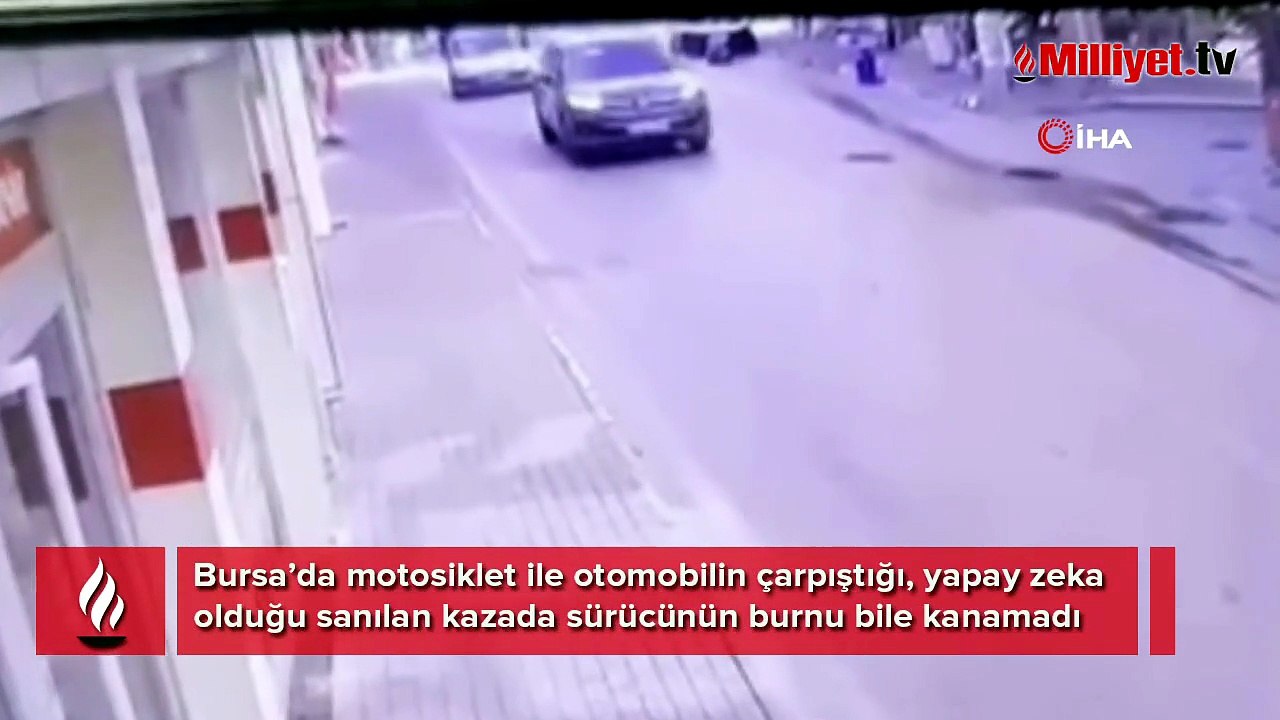 Yapay zeka değil, gerçek kaza görüntüsü... Otomobile böyle yapıştı!
