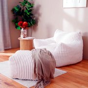 Puf XL "Muzi" Crema, 78x61 cm Blanco