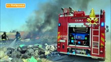 Incendio in un campo nomadi tra Settimo San Pietro e Selargius, le immagini