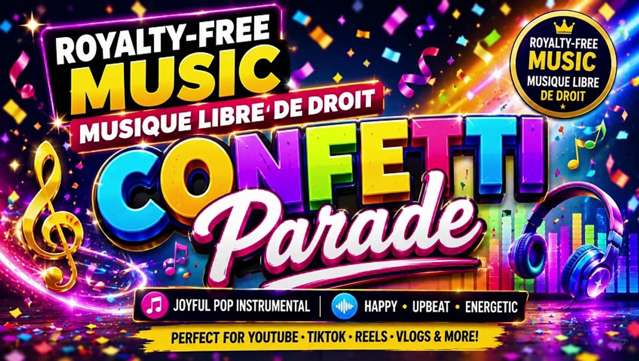 Design sans titreConfetti Parade  Royalty-Free Music 🎉  Musique Libre de Droit 🎉 Joyful Pop Instrumental