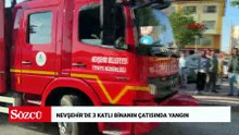 Nevşehir’de 3 katlı binanın çatısında yangın