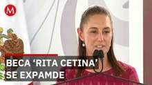 Sheinbaum expande beca Rita Cetina para primaria; familias celebran apoyo en útiles escolares