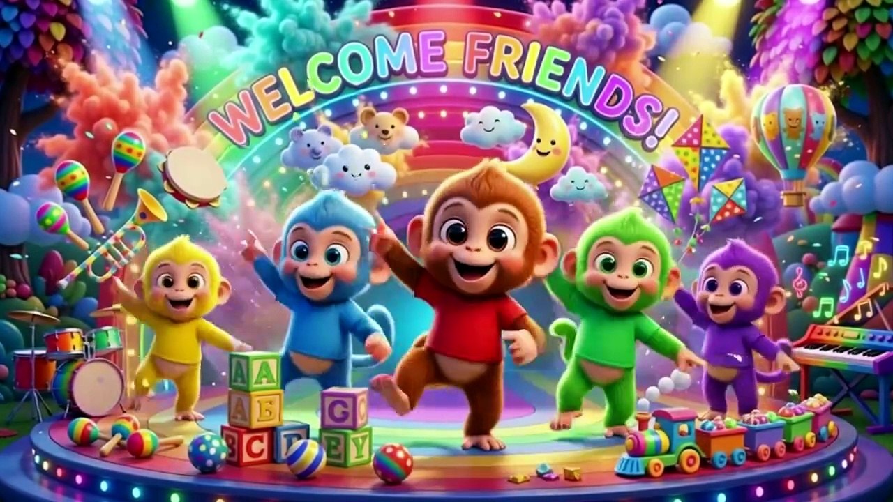 Five Little Monkeys Learn Colors 🐵 | Colors Song for Kids | Nursery Rhymes & Kids Songs