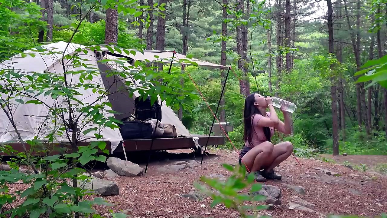 6월 초인데 벌써 폭염_! 숲속 야영장에서 무더위 탈출 캠핑 _ 열무비빔국수, 스팸당면부대찌개