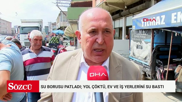 Su borusu patladı; yol çöktü, ev ve iş yerlerini su bastı