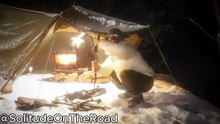 Alone in a snowstorm Girl Camping Alone Cozy Hot Tent  Wood Stove ASMR