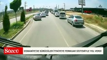 Osmaniye’de sürücüler itfaiyeye fermuar sistemiyle yol verdi