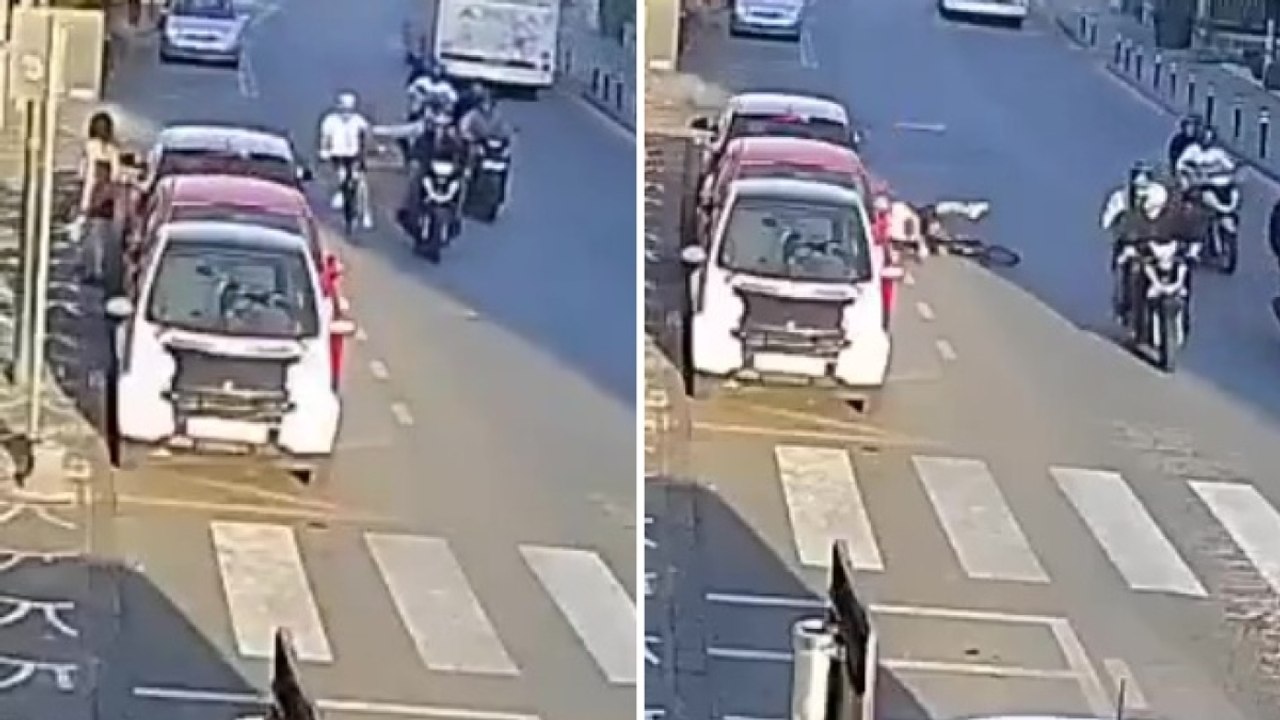 Anziano ciclista spinto a terra da motociclisti a Pompei