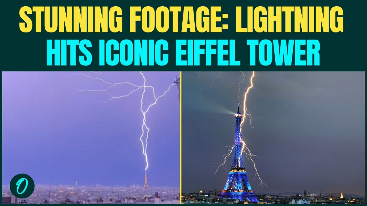 DRAMATIC FOOTAGE: Lightning ILLUMINATES Eiffel Tower During Massive Thunderstorm In Paris