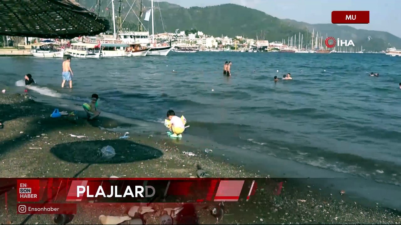 Okullar tatil oldu Marmaris sahilleri dolmaya başladı