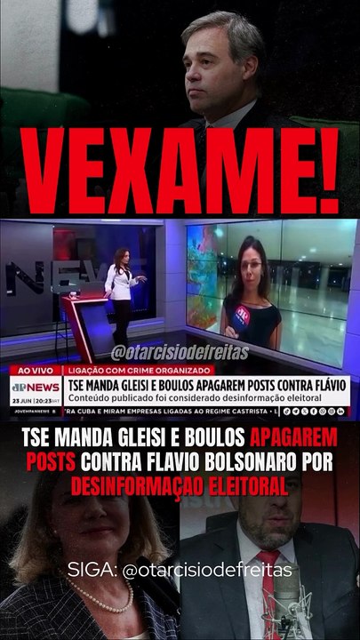 TSE manda Gleisi e Boulos apagarem posts contra Flávio Bolsonaro por desinformação eleitoral