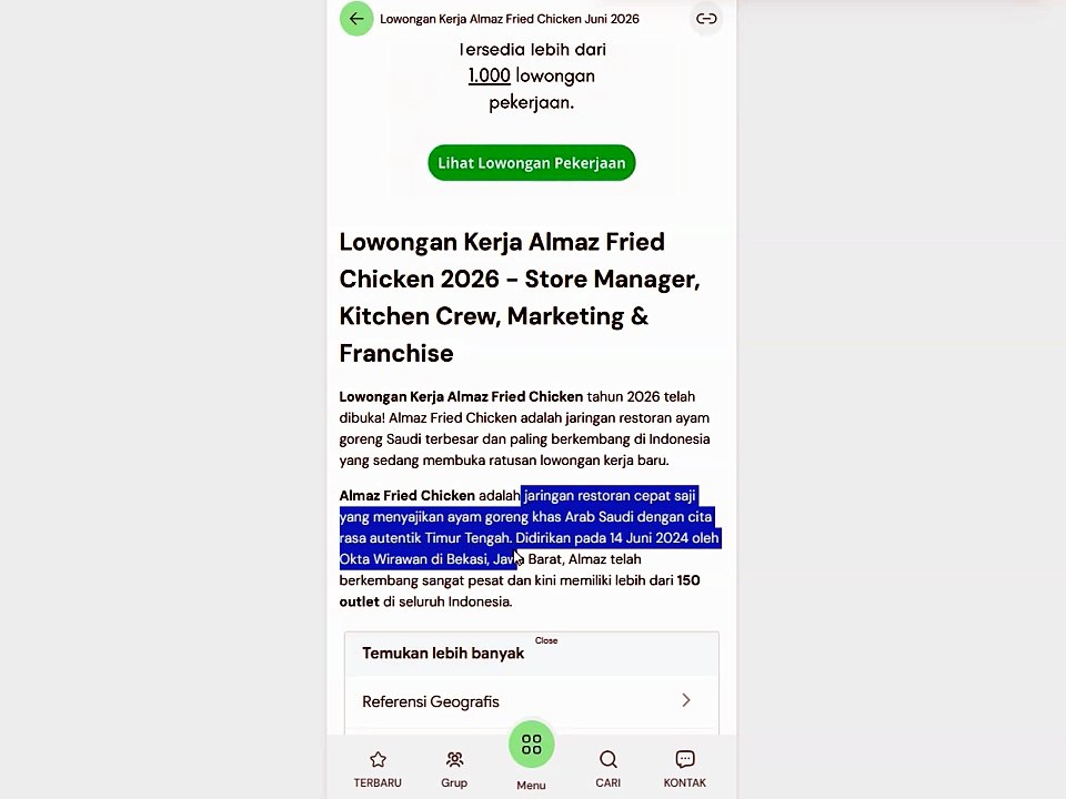 Lowongan Kerja Almaz Fried Chicken Juni 2026