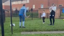 Football Kick Triggers Blue Smoke To Reveal Gender Of Baby