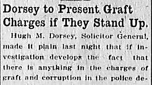 Sunday, 25th May 1913 Dorsey to Present Graft Charges if They Stand Up