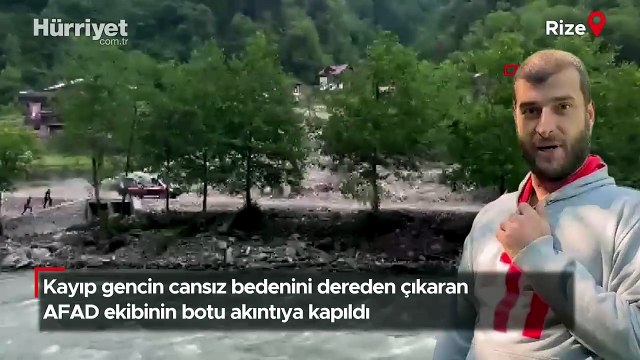 Kayıp gencin cansız bedenini dereden çıkaran AFAD ekibinin botu akıntıya kapıldı