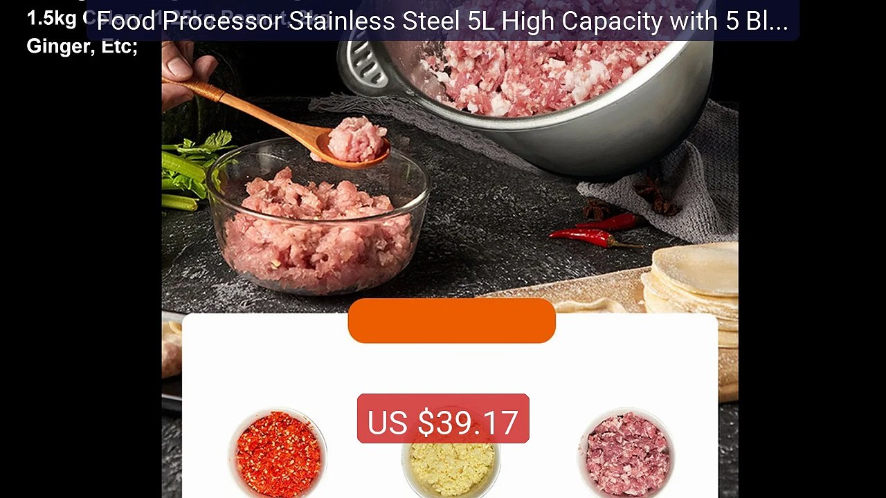 Food Processor Stainless Steel 5L High Capacity with 5 Blades ... -- Best Buy 2026 | Great Quality!