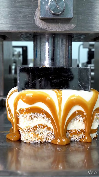 Hydraulic Press Crushing Cream Cube | Satisfying ASMR Compression Experiment (Slow Motion)