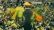 La afición brasileña convirtió Times Square en una auténtica fiesta mundialista horas antes del encuentro entre Brasil y Marruecos 🇧🇷⚽.