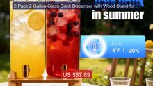 2 Pack 2 Gallon Glass Drink Dispenser with Wood Stand for Par... -- Amazing Value 2026 | Must Have!