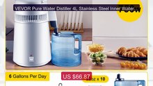 VEVOR Pure Water Distiller 4L Stainless Steel Inner Water D... -- Top Pick 2026 | Unbeatable Price!