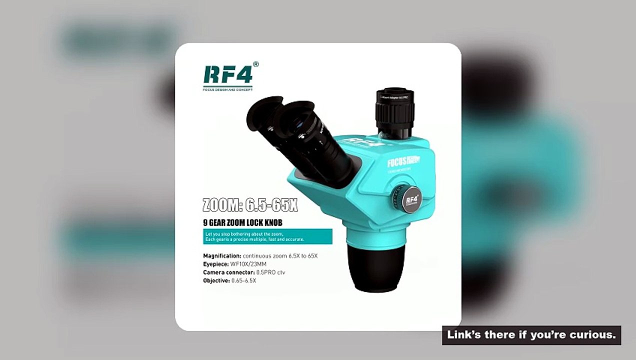 RF4 New Trinocular  Microscope Head 6.5-65X Simul Focal Continuous Zoom Stereo Microscope WF10X/23mm