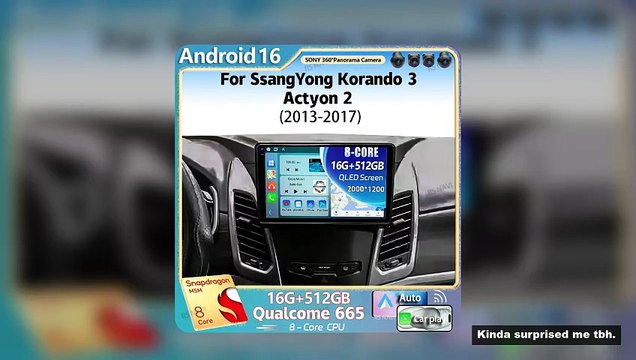 Android 16 For SsangYong Korando 3 Actyon 2 2013 - 2017 2K QLED Stereo Car Radio Multimedia Video Pl