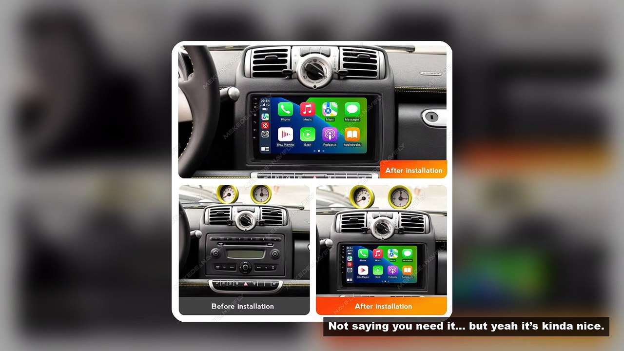MEKEDE Wireless CarPlay Android Auto Car Radio for Mercedes Benz Smart Fortwo 451 2005 - 2015 GPS Na