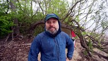 Camping in the Rain on a Deserted Beach under a Tree
