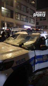 Crazed Knicks fans smash NYPD cop car
