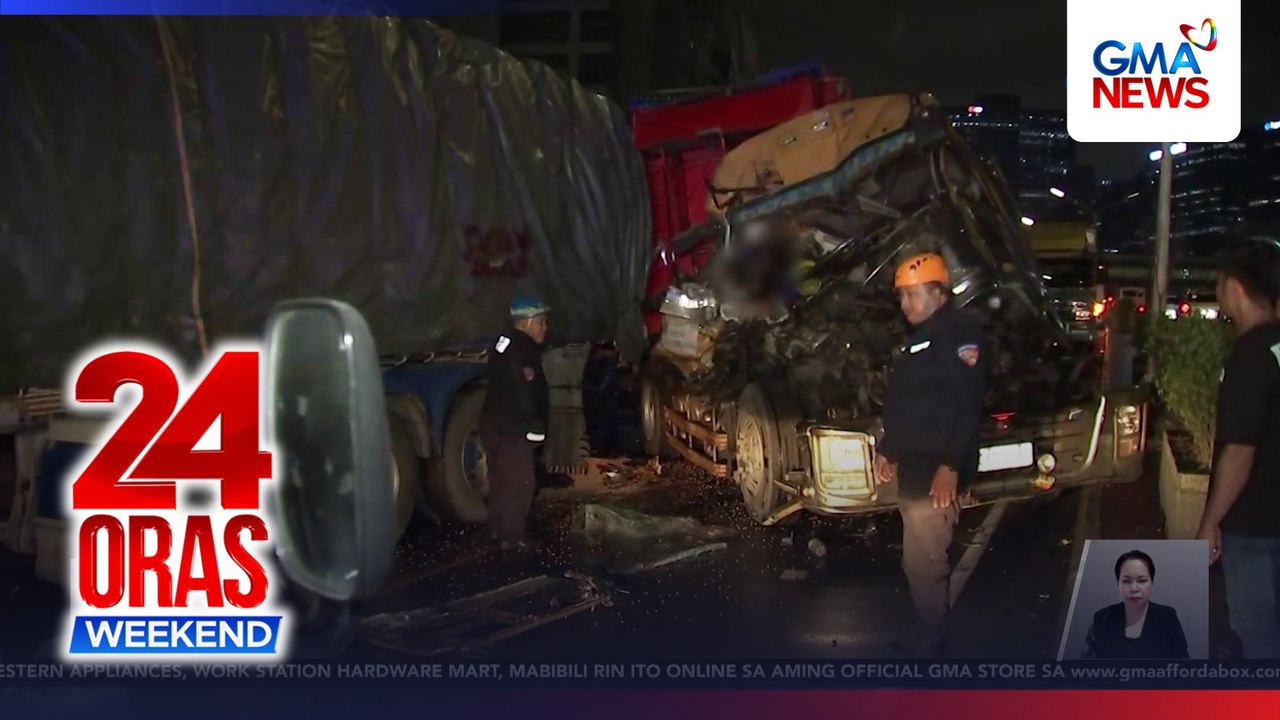 Helper dies as truck crashes into damaged truck at C-5 Ortigas flyover | 24 Oras Weekend