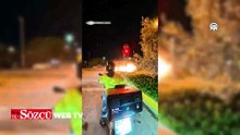 Maltepe'deki trafik kazasında otomobilin alev alması kamerada