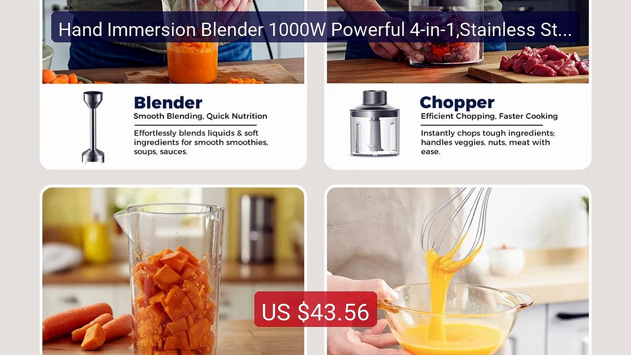 Hand Immersion Blender 1000W Powerful 4-in-1,Stainless Steel S... -- Hot Deal 2026 | Limited Offer!